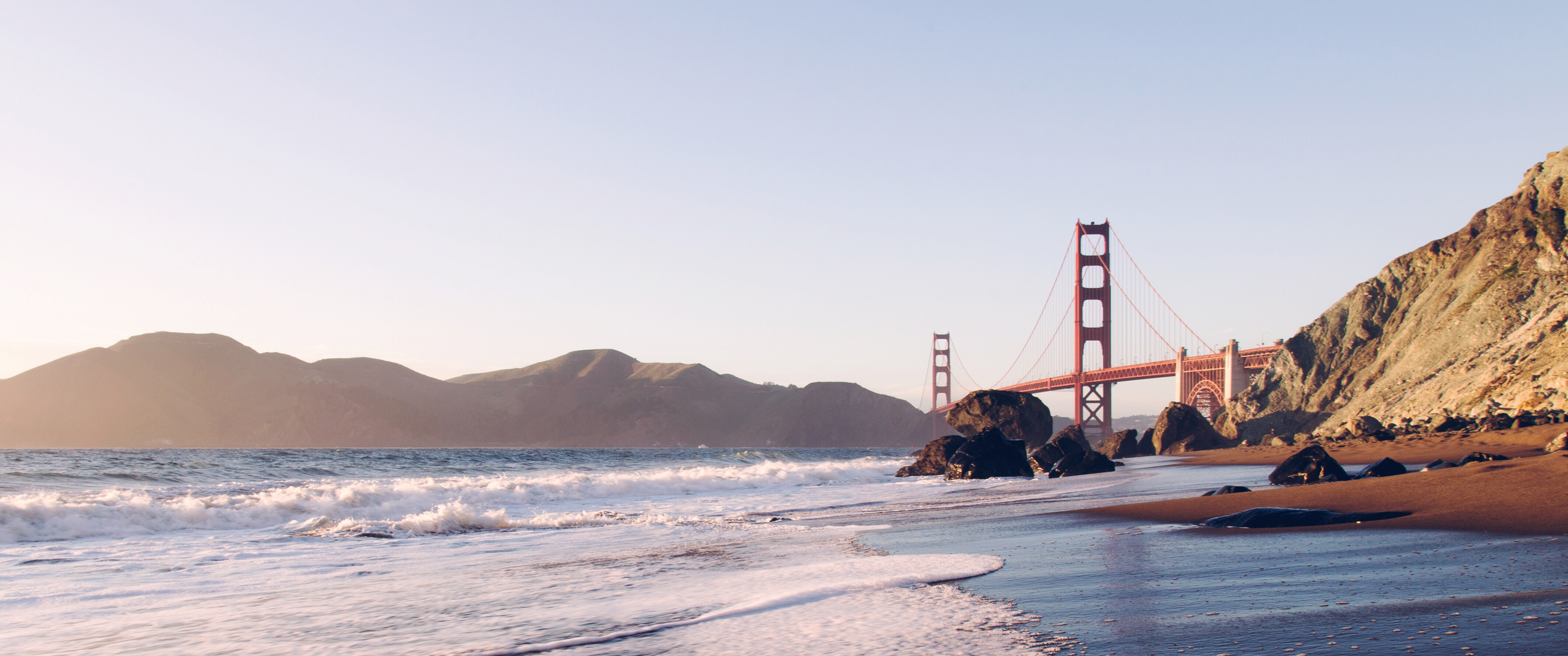 Golden Gate Bridge From The Beach 21 9 Wallpaper